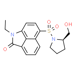ChemSpider 2D Image | 1-Ethyl-6-{[(2R)-2-(hydroxymethyl)-1-pyrrolidinyl]sulfonyl}benzo[cd]indol-2(1H)-one | C18H20N2O4S