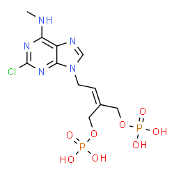 ChemSpider 2D Image | 4-[2-Chloro-6-(methylamino)-9H-purin-9-yl]-2-[(phosphonooxy)methyl]-2-buten-1-yl dihydrogen phosphate | C11H16ClN5O8P2