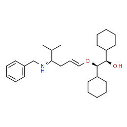 ChemSpider 2D Image | (1R,2R)-2-{[(1E,4S)-4-(Benzylamino)-5-methyl-1-hexen-1-yl]oxy}-1,2-dicyclohexylethanol | C28H45NO2