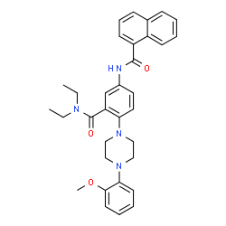 ChemSpider 2D Image | N-{3-(Diethylcarbamoyl)-4-[4-(2-methoxyphenyl)-1-piperazinyl]phenyl}-1-naphthamide | C33H36N4O3