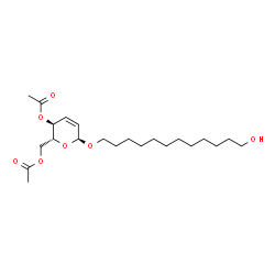 ChemSpider 2D Image | 12-Hydroxydodecyl 4,6-di-O-acetyl-2,3-dideoxy-alpha-D-erythro-hex-2-enopyranoside | C22H38O7
