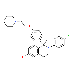 ChemSpider 2D Image | 2-(4-Chlorophenyl)-1-methyl-1-{4-[2-(1-piperidinyl)ethoxy]phenyl}-1,2,3,4-tetrahydro-6-isoquinolinol | C29H33ClN2O2