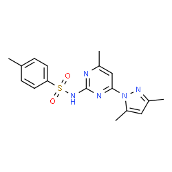 ChemSpider 2D Image | N-[4-(3,5-Dimethyl-1H-pyrazol-1-yl)-6-methyl-2-pyrimidinyl]-4-methylbenzenesulfonamide | C17H19N5O2S