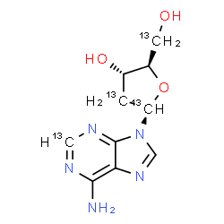 ChemSpider 2D Image | 2'-Deoxy(1',2,2',5'-~13~C_4_)adenosine | C613C4H13N5O3