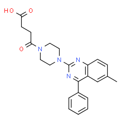 ChemSpider 2D Image | 4-[4-(6-Methyl-4-phenyl-2-quinazolinyl)-1-piperazinyl]-4-oxobutanoic acid | C23H24N4O3