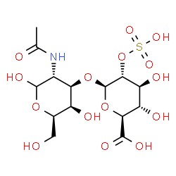 ChemSpider 2D Image | 2-Acetamido-2-deoxy-3-O-(2-O-sulfo-beta-D-glucopyranuronosyl)-D-galactopyranose | C14H23NO15S