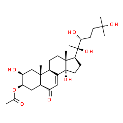 ChemSpider 2D Image | (2beta,3beta,5beta,22R)-2,14,20,22,25-Pentahydroxy-6-oxocholest-7-en-3-yl acetate | C29H46O8