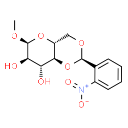 ChemSpider 2D Image | Methyl 4,6-O-(2-nitrobenzylidene)-alpha-D-glucopyranoside | C14H17NO8