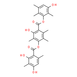 ChemSpider 2D Image | 3-Hydroxy-2,5,6-trimethylphenyl 4-[(2,4-dihydroxy-3,6-dimethylbenzoyl)oxy]-2-hydroxy-3,5,6-trimethylbenzoate | C28H30O8