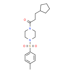 ChemSpider 2D Image | 3-Cyclopentyl-1-[4-(toluene-4-sulfonyl)-piperazin-1-yl]-propan-1-one | C19H28N2O3S