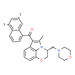 ChemSpider 2D Image | [(3R)-5-Methyl-3-(4-morpholinylmethyl)-2,3-dihydro[1,4]oxazino[2,3,4-hi]indol-6-yl][(5,7-~3~H_2_)-1-naphthyl]methanone | C27H24T2N2O3