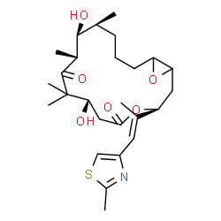 ChemSpider 2D Image | (3S,7S,10R,11S,12S)-7,11-Dihydroxy-8,8,10,12-tetramethyl-3-[(1E)-1-(2-methyl-1,3-thiazol-4-yl)-1-propen-2-yl]-4,17-dioxabicyclo[14.1.0]heptadecane-5,9-dione | C26H39NO6S