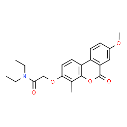 ChemSpider 2D Image | N,N-Diethyl-2-(8-methoxy-4-methyl-6-oxo-6H-benzo[c]chromen-3-yloxy)-acetamide | C21H23NO5