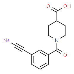 ChemSpider 2D Image | ({3-[(4-Carboxy-1-piperidinyl)carbonyl]phenyl}ethynyl)sodium | C15H14NNaO3