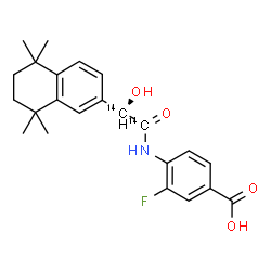 ChemSpider 2D Image | 3-Fluoro-4-{[(2R)-2-hydroxy-2-(5,5,8,8-tetramethyl-5,6,7,8-tetrahydro-2-naphthalenyl)(~14~C_2_)ethanoyl]amino}benzoic acid | C2114C2H26FNO4