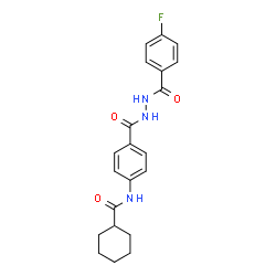 ChemSpider 2D Image | N-(4-{[2-(4-Fluorobenzoyl)hydrazino]carbonyl}phenyl)cyclohexanecarboxamide | C21H22FN3O3