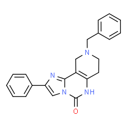 ChemSpider 2D Image | 9-Benzyl-2-phenyl-7,8,9,10-tetrahydroimidazo[1,2-c]pyrido[3,4-e]pyrimidin-5(6H)-one | C22H20N4O