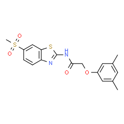 ChemSpider 2D Image | 2-(3,5-Dimethylphenoxy)-N-[6-(methylsulfonyl)-1,3-benzothiazol-2-yl]acetamide | C18H18N2O4S2