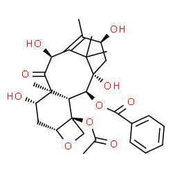 ChemSpider 2D Image | (2alpha,5beta,7beta,10alpha,13alpha)-4-Acetoxy-1,7,10,13-tetrahydroxy-9-oxo-5,20-epoxytax-11-en-2-yl benzoate | C29H36O10