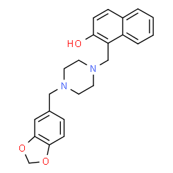 ChemSpider 2D Image | 1-{[4-(1,3-Benzodioxol-5-ylmethyl)-1-piperazinyl]methyl}-2-naphthol | C23H24N2O3