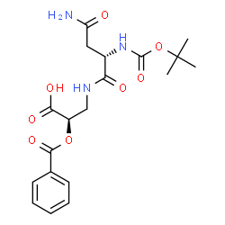 ChemSpider 2D Image | (2R)-2-(Benzoyloxy)-3-[(N~2~-{[(2-methyl-2-propanyl)oxy]carbonyl}-L-asparaginyl)amino]propanoic acid | C19H25N3O8