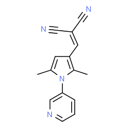 ChemSpider 2D Image | {[2,5-Dimethyl-1-(3-pyridinyl)-1H-pyrrol-3-yl]methylene}malononitrile | C15H12N4