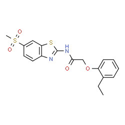 ChemSpider 2D Image | 2-(2-Ethylphenoxy)-N-[6-(methylsulfonyl)-1,3-benzothiazol-2-yl]acetamide | C18H18N2O4S2