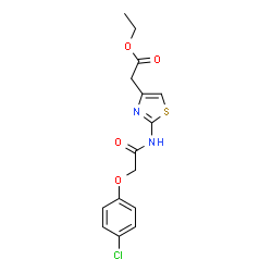 ChemSpider 2D Image | Ethyl (2-{[(4-chlorophenoxy)acetyl]amino}-1,3-thiazol-4-yl)acetate | C15H15ClN2O4S