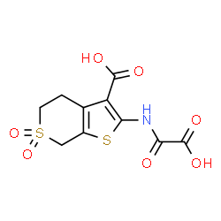 ChemSpider 2D Image | 2-[(Carboxycarbonyl)amino]-4,7-dihydro-5H-thieno[2,3-c]thiopyran-3-carboxylic acid 6,6-dioxide | C10H9NO7S2