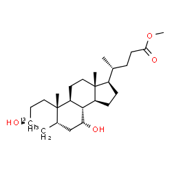 ChemSpider 2D Image | Methyl (3alpha,5beta,7alpha)-3,7-dihydroxy(3,4-~13~C_2_)cholan-24-oate | C2313C2H42O4