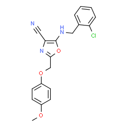 ChemSpider 2D Image | 5-(2-Chloro-benzylamino)-2-(4-methoxy-phenoxymethyl)-oxazole-4-carbonitrile | C19H16ClN3O3