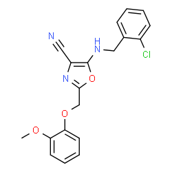 ChemSpider 2D Image | 5-(2-Chloro-benzylamino)-2-(2-methoxy-phenoxymethyl)-oxazole-4-carbonitrile | C19H16ClN3O3