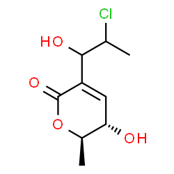ChemSpider 2D Image | (5S,6R)-3-(2-Chloro-1-hydroxypropyl)-5-hydroxy-6-methyl-5,6-dihydro-2H-pyran-2-one | C9H13ClO4
