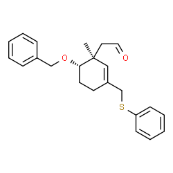 ChemSpider 2D Image | {(1S,6S)-6-(Benzyloxy)-1-methyl-3-[(phenylsulfanyl)methyl]-2-cyclohexen-1-yl}acetaldehyde | C23H26O2S
