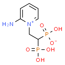 ChemSpider 2D Image | Hydrogen [2-(2-amino-1-pyridiniumyl)-1-phosphonoethyl]phosphonate | C7H12N2O6P2