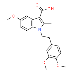 ChemSpider 2D Image | 1-[2-(3,4-Dimethoxyphenyl)ethyl]-5-methoxy-2-methyl-1H-indole-3-carboxylic acid | C21H23NO5