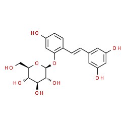 ChemSpider 2D Image | 2-[(E)-2-(3,5-Dihydroxyphenyl)vinyl]-5-hydroxyphenyl beta-D-glucopyranoside | C20H22O9