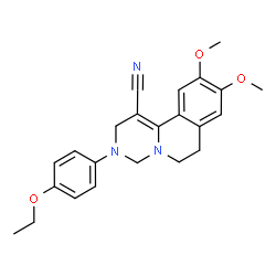 ChemSpider 2D Image | 3-(4-Ethoxyphenyl)-9,10-dimethoxy-3,4,6,7-tetrahydro-2H-pyrimido[6,1-a]isoquinoline-1-carbonitrile | C23H25N3O3