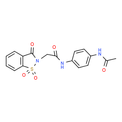 ChemSpider 2D Image | N-(4-Acetamidophenyl)-2-(1,1-dioxido-3-oxo-1,2-benzothiazol-2(3H)-yl)acetamide | C17H15N3O5S
