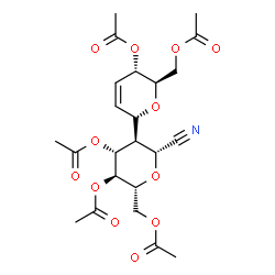 ChemSpider 2D Image | (2S,2'R,3'S,4'R,5S,5'S,6R,6'R)-6,6'-Bis(acetoxymethyl)-2'-cyano-3',4',5,5',6,6'-hexahydro-2H,2'H-2,3'-bipyran-4',5,5'-triyl triacetate | C23H29NO12