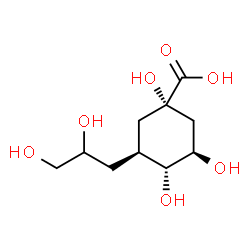 ChemSpider 2D Image | (1S,3S,4R,5R)-3-(2,3-Dihydroxypropyl)-1,4,5-trihydroxycyclohexanecarboxylic acid | C10H18O7