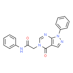 ChemSpider 2D Image | 2-(4-Oxo-1-phenyl-1,4-dihydro-5H-pyrazolo[3,4-d]pyrimidin-5-yl)-N-phenylacetamide | C19H15N5O2