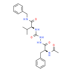 ChemSpider 2D Image | 2-[(2S)-2-Acetamido-3-phenylpropanoyl]-N-[(2S)-1-(benzylamino)-3-methyl-1-oxo-2-butanyl]hydrazinecarboxamide | C24H31N5O4