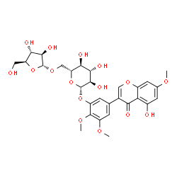 ChemSpider 2D Image | 5-(5-Hydroxy-7-methoxy-4-oxo-4H-chromen-3-yl)-2,3-dimethoxyphenyl 6-O-alpha-L-arabinofuranosyl-beta-D-glucopyranoside | C29H34O16