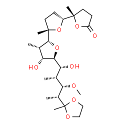 ChemSpider 2D Image | (2S,2'R,2''R,3''S,4''R,5'S,5''S)-4''-Hydroxy-5''-[(1R,2R,3S,4R)-1-hydroxy-3-methoxy-2-methyl-4-(2-methyl-1,3-dioxolan-2-yl)pentyl]-2,3'',5'-trimethyldecahydro-2,2':5',2''-terfuran-5(2H)-one | C26H44O9
