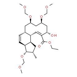 ChemSpider 2D Image | Ethyl (2S,3S,3aS,5aS,7R,9S,11S,12Z,13aS,13bR)-11-hydroxy-3,7,9-tris(methoxymethoxy)-2-methyl-2,3,3a,5a,6,7,8,9,10,11,13a,13b-dodecahydro-1H-cyclodeca[e]indene-12-carboxylate | C27H44O9