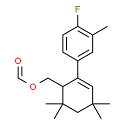 ChemSpider 2D Image | [2-(4-Fluoro-3-methylphenyl)-4,4,6,6-tetramethyl-2-cyclohexen-1-yl]methyl formate | C19H25FO2