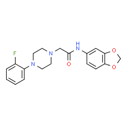 ChemSpider 2D Image | N-(1,3-Benzodioxol-5-yl)-2-[4-(2-fluorophenyl)-1-piperazinyl]acetamide | C19H20FN3O3