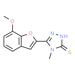 ChemSpider 2D Image | 5-(7-Methoxy-1-benzofuran-2-yl)-4-methyl-2,4-dihydro-3H-1,2,4-triazole-3-thione | C12H11N3O2S