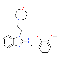 ChemSpider 2D Image | 2-methoxy-6-((1-(2-morpholinoethyl)-1H-benzo[d]imidazol-2-ylamino)methyl)phenol | C21H26N4O3